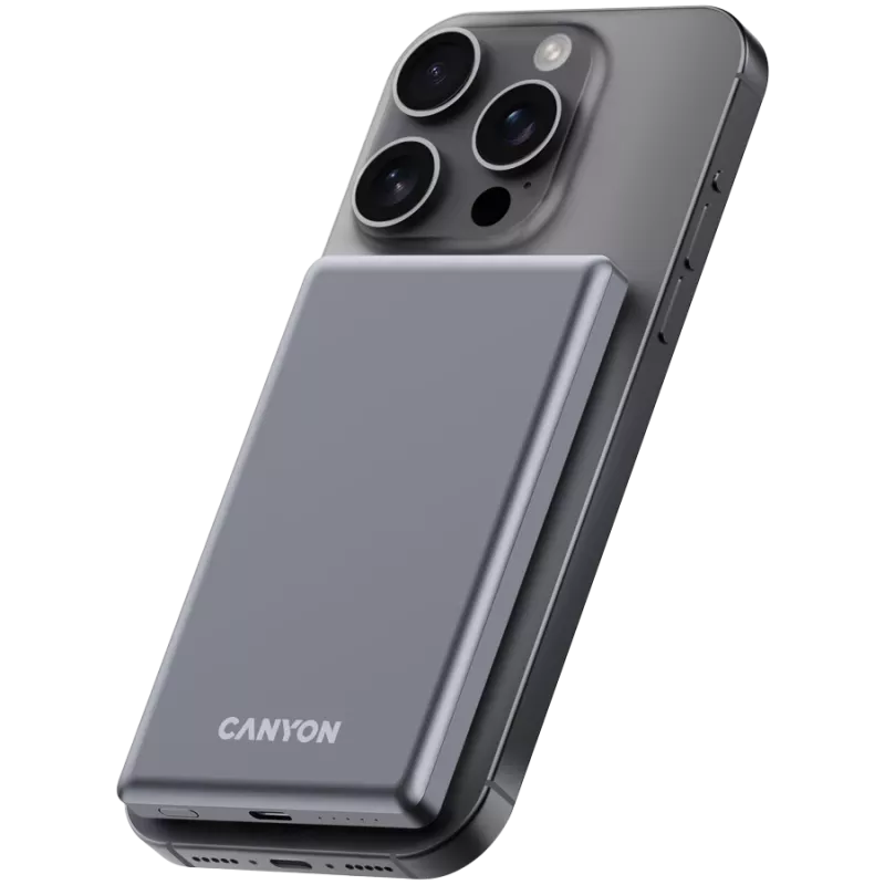Canyon OnPower 505 - Powerbank - 5.000 mAh - entrada USB-C - saída USB-C PD 20W + Wireless Magnet 1