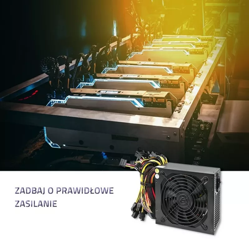 Fonte de alimentação QOLTEC Gaming Miner 1600W Gold, 1600 W, ATX, eficiência Gold