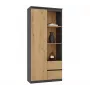 Estante de livros Top e Shop RS-80 BILY, estrutura antracite, porta carvalho Artisan, 7 prateleiras, 2 gavetas, 1800×800×350 mm