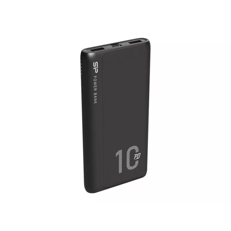Powerbank Silicon Power QP15 10000 mAh, LiPo, 2x USB-A + 2x USB-C, entrada Micro-USB, preto