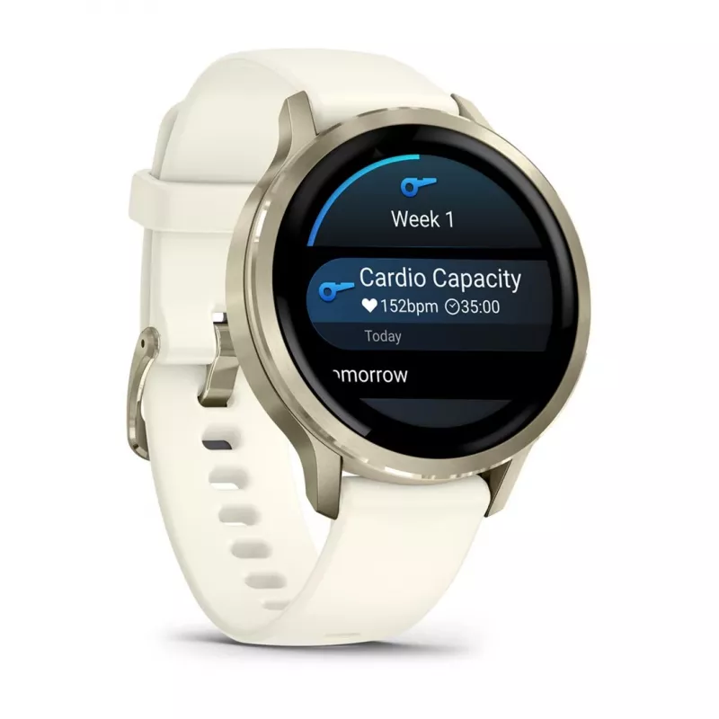 Smartwatch GARMIN Venu 4, caixa dourada de 41 mm, AMOLED de 1,2 polegadas 390×390, GPS, Wi‑Fi, 5 ATM, bateria de 10 dias