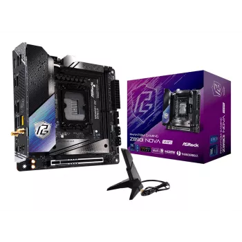 Motherboard ASRock Phantom Gaming Z890I Nova WiFi — Intel Z890, LGA 1851, Mini-ITX, DDR5, 2x M.2, Wi‑Fi 6E/7, LAN 5Gb, Thunderbolt