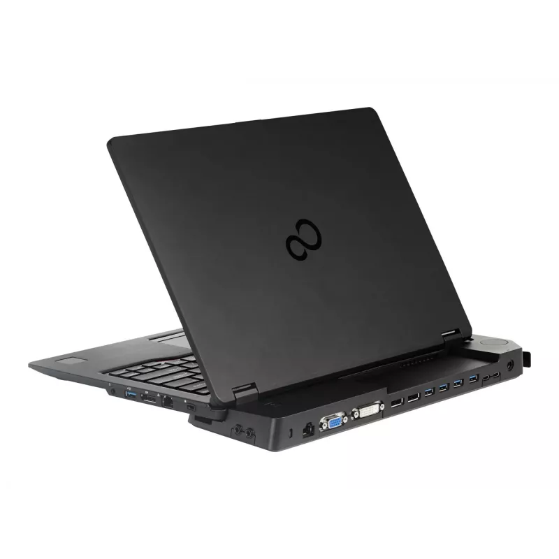 Fujitsu S26391-F1607-L219 replicador de portas para Lifebook, VGA, 6x USB-A/C, fechadura com chave, transformador CA de 90 W, UE