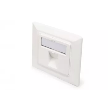 Digitus | Placa de parede para módulos Keystone, tipo alemão, placa central 50x50 mm, moldura 80x80 mm | DN-93811