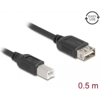 Cabo USB 2.0 DELOCK 81529, USB B para USB A, 0,5 m, preto