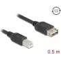 Cabo USB 2.0 DELOCK 81529, USB B para USB A, 0,5 m, preto