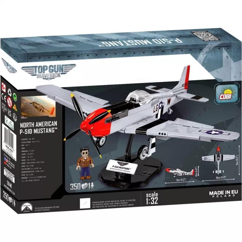 Top Gun Maverick P51D Mustang, brinquedo de construção escala 1:32