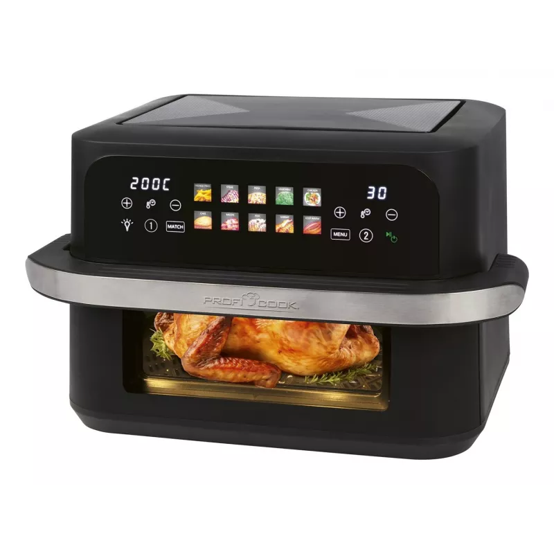 ProfiCook PC-FR 1313 H fritadeira de ar quente dupla, 10 L, 2400 W, preto/aço inoxidável