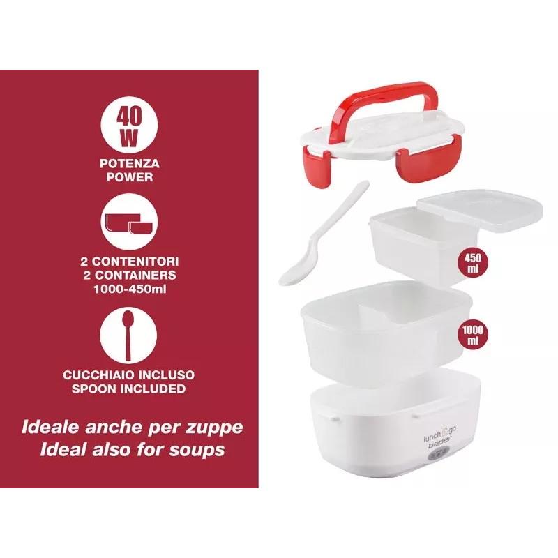 Marmita elétrica Beper 90.920R – aquecedor de alimentos 1 L