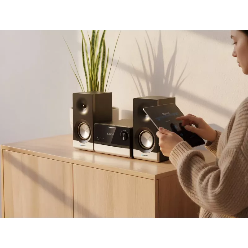 Micro-sistema de áudio doméstico BLAUPUNKT MS40.2BT — 2×50 W RMS, Bluetooth, CD, USB, HDMI ARC, entrada ótica, indicador LED (preto)
