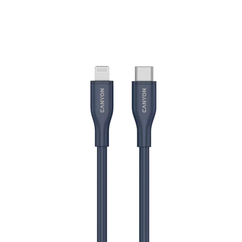 Cabo USB-C para Lightning CANYON CLNM60 60W MFi 1 m silicone azul