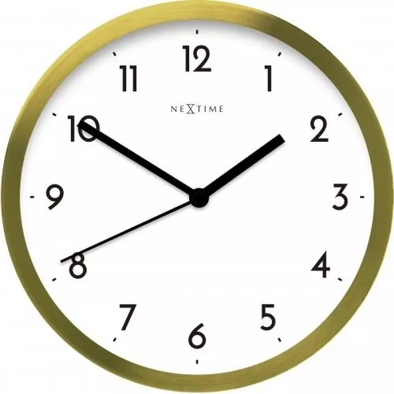 NeXtime Relógio de parede 2523gw Arabic, Ø44 cm, parede, dourado/branco
