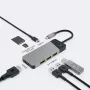 Hub USB Type-C Green Cell HUBGC01 — 7 portas: 3×USB‑A 3.2 Gen 1, 1×USB‑C 3.2 Gen 1, HDMI, leitor de cartões microSD+SD — Prateado