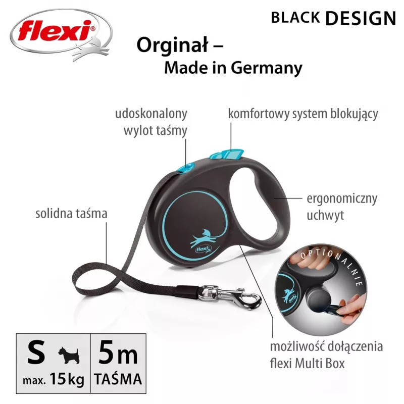 Flexi Automatic Leine Preto Design S 5 m, Azul