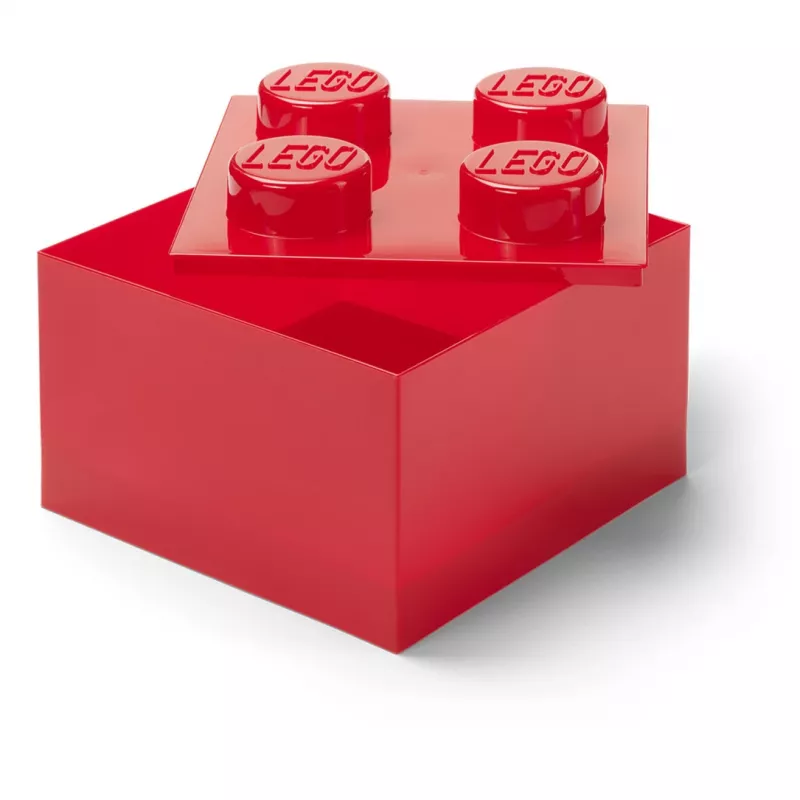 LEGO Storage Brick 4 caixa de arrumação com tampa, vermelha transparente