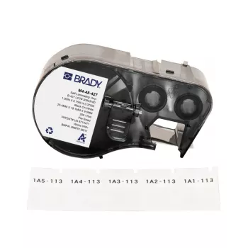 Brady, M4-48-427, vinil autolaminado, branco/transparente, 19,05 x 9,53(25,40) mm, permanente, para diâmetro de cabo de 2,70 – 5,10 mm (200 unid.) (170752)