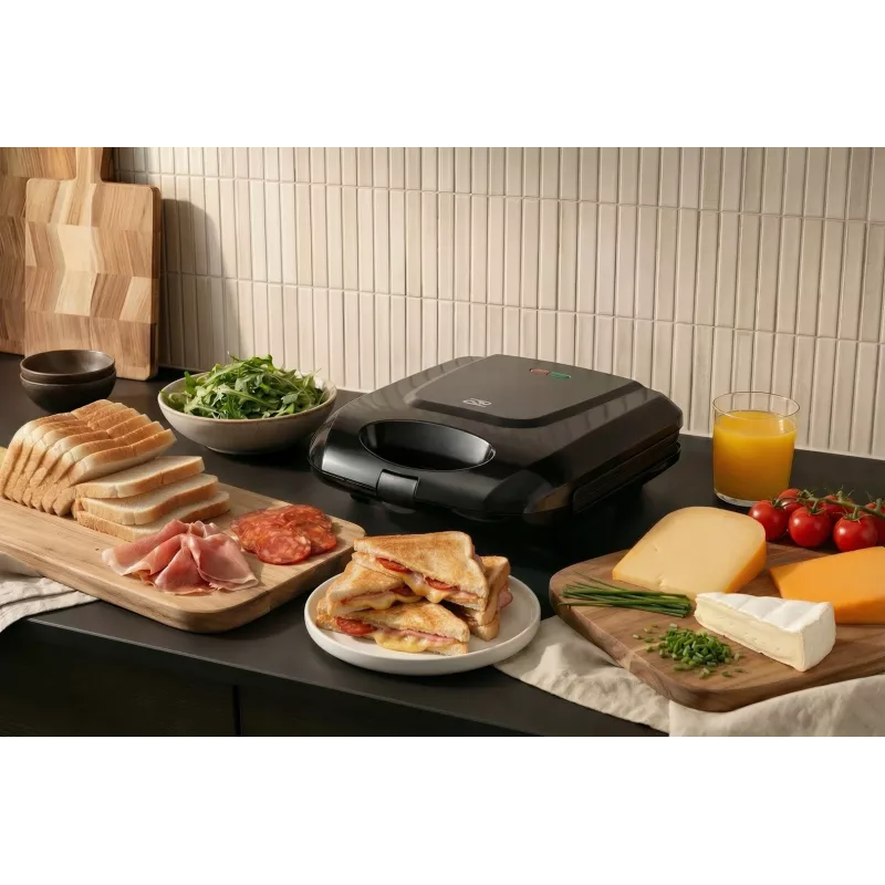 Sanduicheira Promis STP 25 XXL, 4 tostas, 1400 W, preto