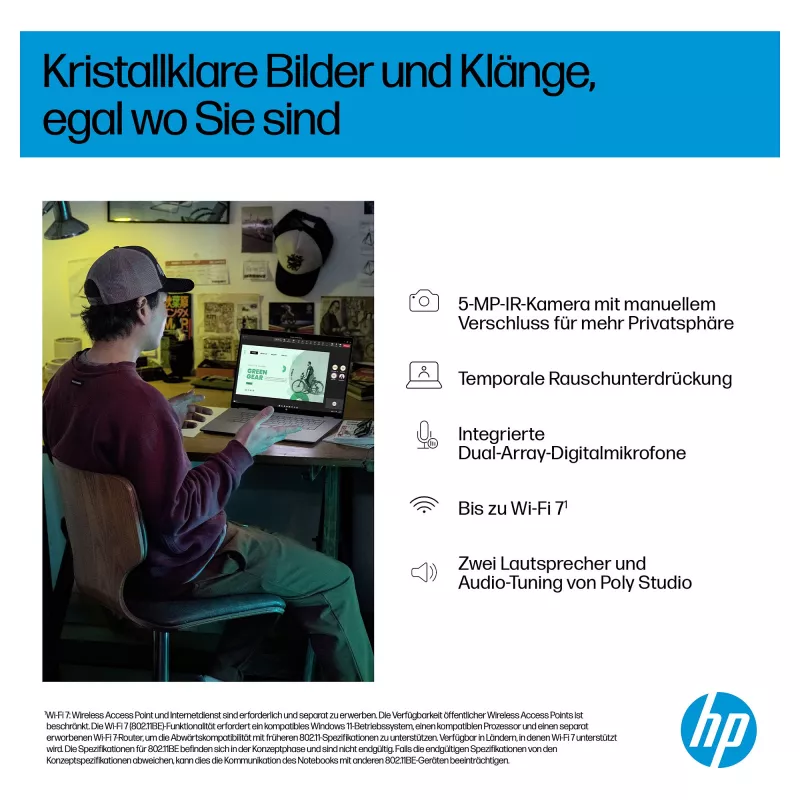 Portátil HP OmniBook BZ8L0EA 16 - 5 GHz 40,6 cm - 1 TB SSD - 32 GB RAM - Ecrã tátil - Windows 11 Home (BZ8L0EA#ABD)