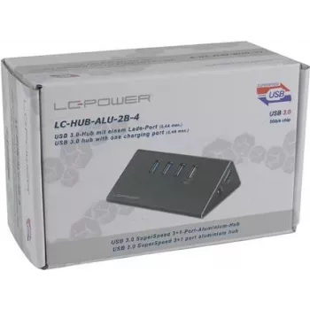 LC Power LC-HUB-ALU-2B-4 - Hub - 3 x SuperSpeed USB3.0 + 1 x SuperSpeed USB3.0 (carregamento) - Desktop (LC-HUB-2B-4)