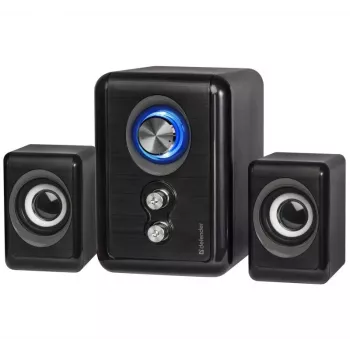 Altifalantes DEFENDER V11 11 W com fios 2.1 altifalantes satélite de secretária, USB 5 V, preto