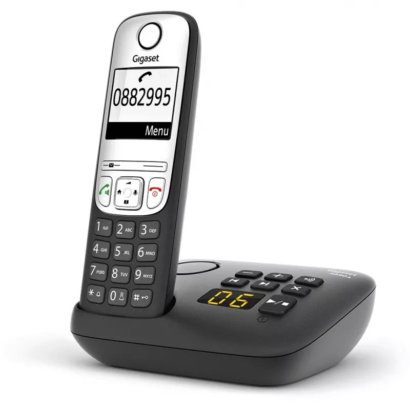 Gigaset A690A - Telefone analógico/DECT - auscultador sem fios - mãos-livres - 100 entradas - preto (S30852-H2830-B101)