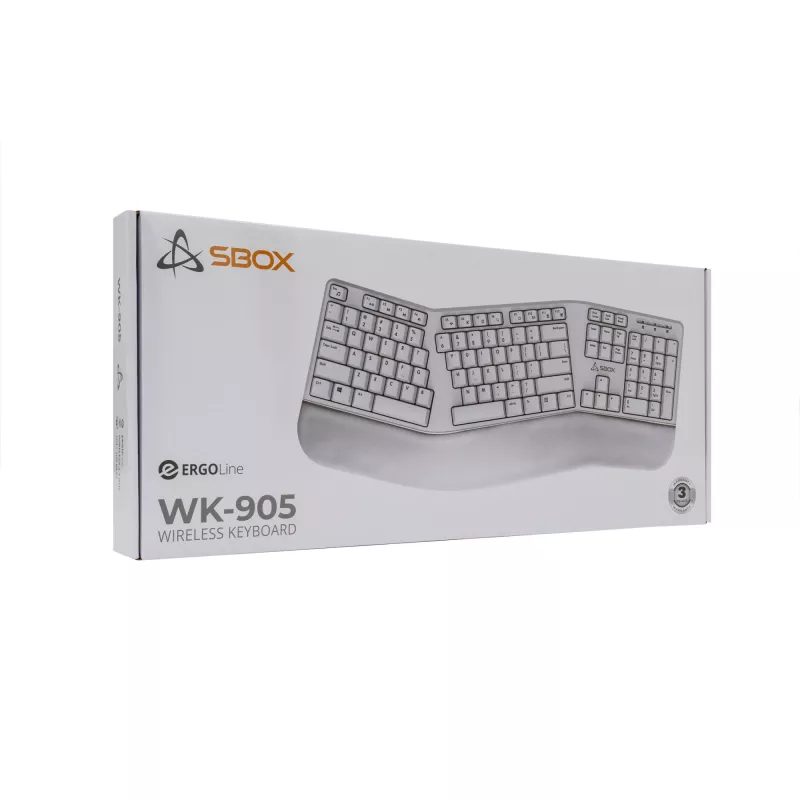 Teclado sem fios SBOX WK-905 US — bege, ligação USB sem fios, layout US