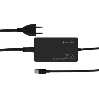 Cablexpert NPA-AC-PDQC65-01 Carregador rápido GaN USB Type-C 65 W PowerDelivery, preto | Cablexpert