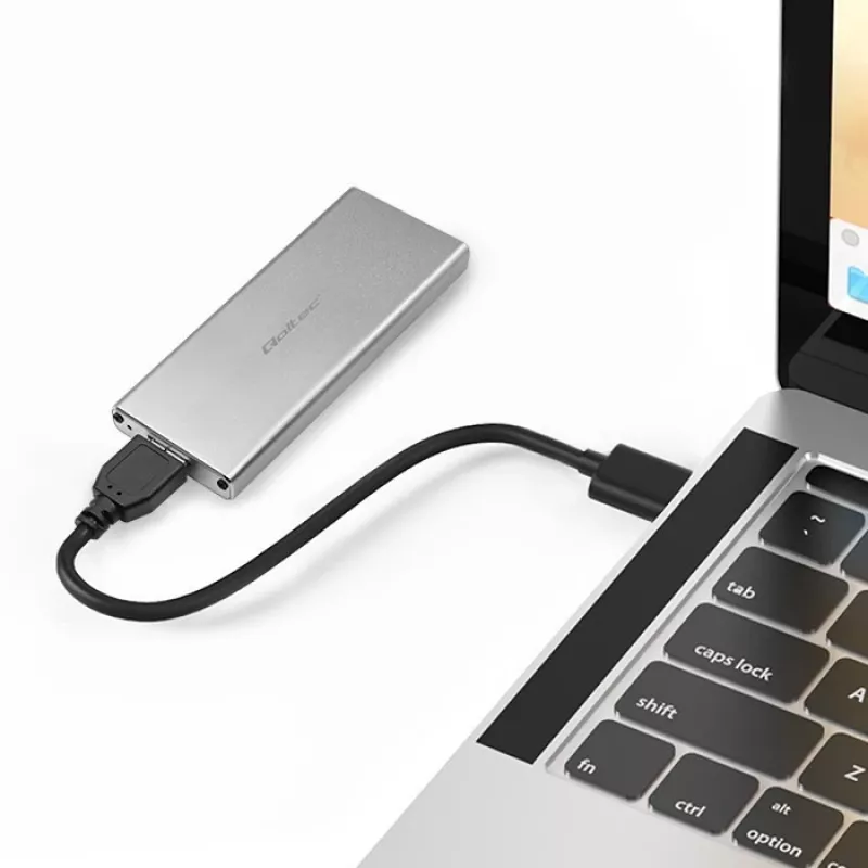 Caixa de alumínio QOLTEC 51833 para SSD M.2, SATA para USB 3.0, suporta até 2 TB