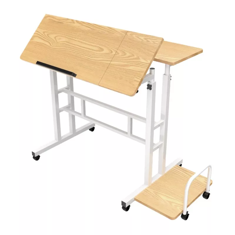 Mesa móvel para portátil Maclean, branca, 80x60cm, 50kg máx., altura ajustável 67-115cm, MC-124 W