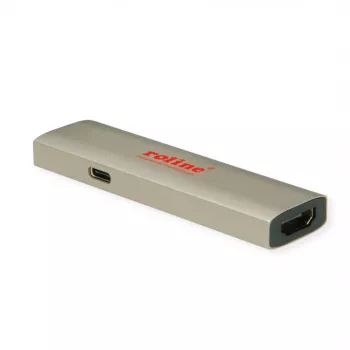Adaptador de ecrã ROLINE GOLD USB-C - HDMI 8K60Hz macho/fêmea + PD 60W - Adaptador - Digital/Dados (14.01.3478)