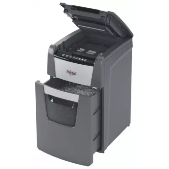 Destruidora de documentos Rexel Optimum AutoFeed+ 130X corte cruzado 55 dB 22 cm preto, prateado