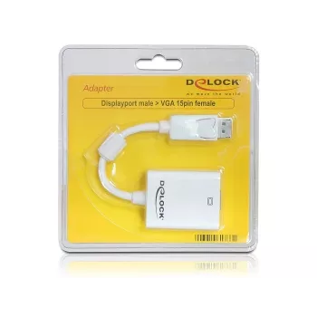 Adaptador de cabo de vídeo DeLOCK 61766 0,125m VGA DisplayPort branco