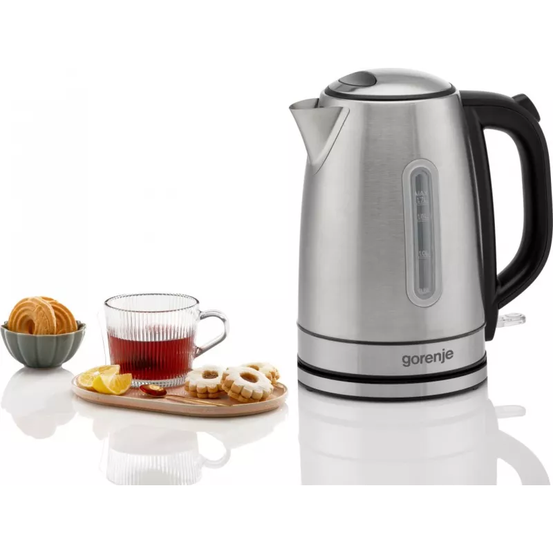 Chaleira Gorenje | K17DS | elétrica | 2200 W | 1,7 L | aço inoxidável | base rotativa 360° | aço inoxidável