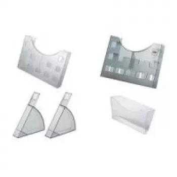 helit porta-prospectos, DIN A5 horizontal-2x DIN A6 vertical, cinzento transparente, para montagem na parede ou colocação em mesa (H6102608)