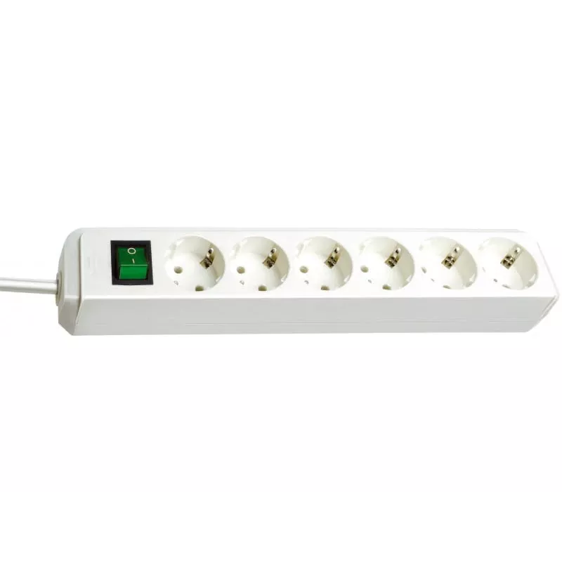 Régua de tomadas Brennenstuhl Eco-Line com interruptor [6 tomadas, branco, 1,5m]