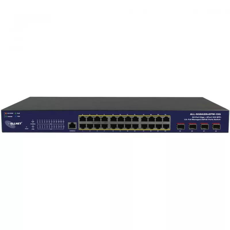 Switch de rede ALLNET ALL-SG8428v2FPM-10G — 24+4 portas, PoE, uplinks 10G