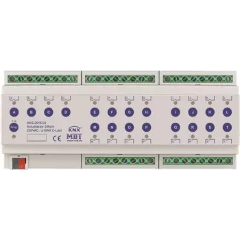 MDT - Atuador de comutação 20 vias, 12TE REG, 16A, 230VAC, carga C, 140µF (AKS-2016.03)