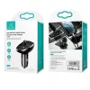 USAMS US-CC115 C21 Transmissor FM para automóvel com carregador USB duplo, Bluetooth 5.0, 3,4 A, preto