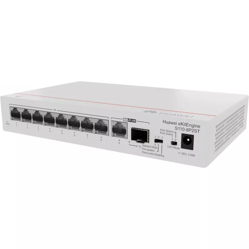 HUAWEI eKit S110 Series S110-8P2ST Ethernet Gigabit não gerido L2 (10/100/1000) Power over Ethernet (PoE) cinzento