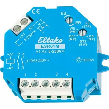 Eltako interruptor de impulso AP/UP ESR61M, 1 + 1 contacto de fecho 10 A ESR61M 8 - 230 V/UC 1 + 1 contacto de fecho 10 A 250 V/AC (carga de lâmpadas incandescentes (61200301)