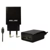 Carregador de viagem Beline Beli0011 — 2 portas USB, cabo microUSB, saída 2A, preto