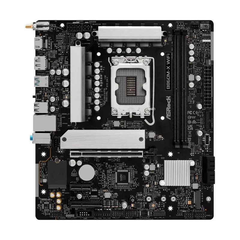 Placa-mãe ASRock B860M-X WiFi — Intel B860, LGA 1851, micro ATX, DDR5, 2x DIMM, 4x M.2, LAN 2.5Gb, Wi‑Fi 6E, Bluetooth 5.3