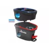 Vileda H2PrO Spin Mop conjunto, esfregona rotativa com sistema de dois depósitos e cabo telescópico, microfibra, preto/vermelho/azul