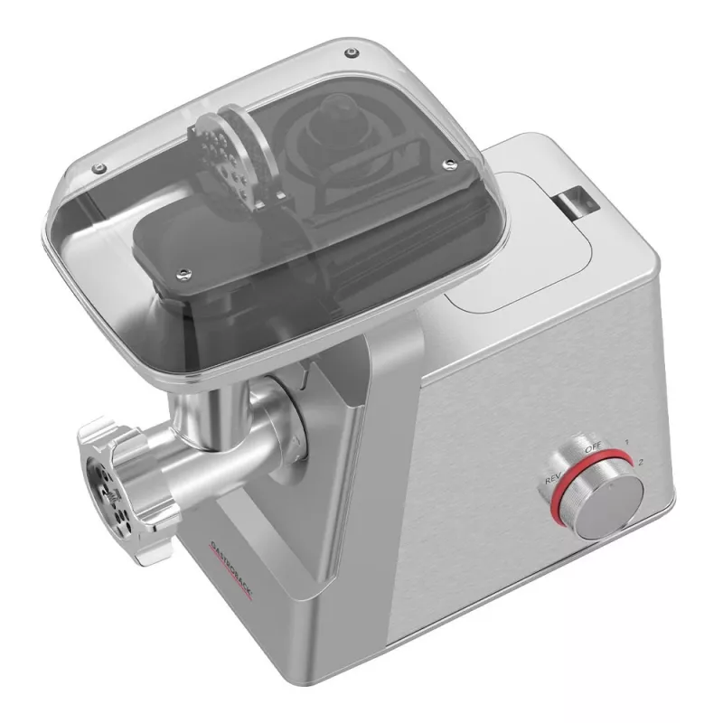 Picadora de carne GASTROBACK 41407 — 2100 W, caixa em aço inoxidável, débito 2,5 kg/min