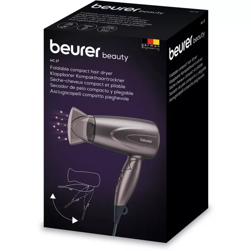 Secador de cabelo Beurer HC 17 secador de cabelo de viagem cinzento 1000W