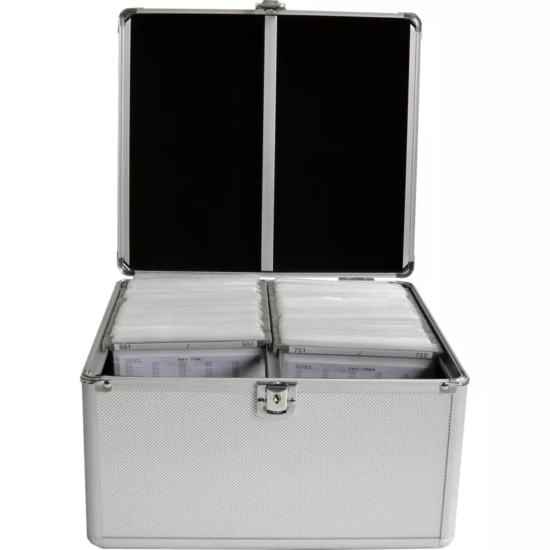 MEDIARANGE BOX76 - caixa de armazenamento - 300 discos - prateado - feltro - plástico - madeira - 120 mm - alumínio