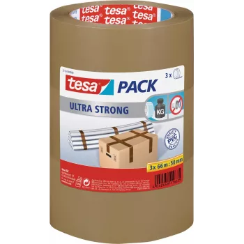 Fita adesiva Tesa 51124 Ultra Strong — 66 m de comprimento, 50 mm de largura, pack de 3