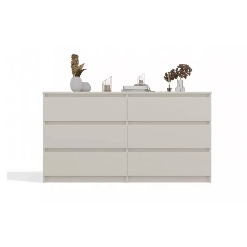 Cómoda MALWA M6/140 da top e shop — 6 gavetas, 1380×400×750 mm, laminado caxemira