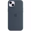 Capa de silicone Apple iPhone 14 Plus MagSafe azul tempestade