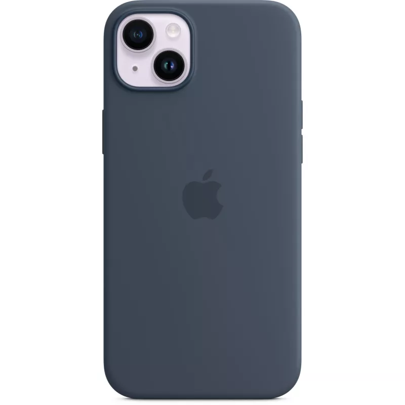 Capa de silicone Apple iPhone 14 Plus MagSafe azul tempestade